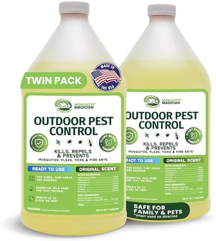 Mosquito Magician Ready to Use Liquid Solution – Kills Mosquitoes, Fleas & Fire Ants – Use with Mosquito Foggers, Sprayers & Misting Systems – Pet & Yard Safe for Lawns, Patios, Outdoors, 2 Gallon
