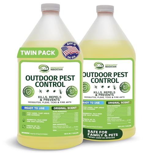 Mosquito Magician Ready to Use Liquid Solution – Kills Mosquitoes, Fleas & Fire Ants – Use with Mosquito Foggers, Sprayers & Misting Systems – Pet & Yard Safe for Lawns, Patios, Outdoors, 2 Gallon