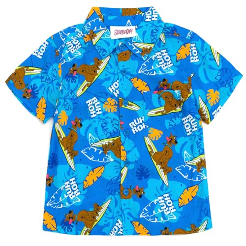 Scooby-Doo Surfboard Hawaiian Button Down Shirt Toddler to Big Kid Sizes (2T - 14-16)