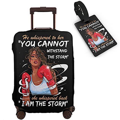 Image of Travel Suitcase Protector African American Girl Elastic Protective Washable Luggage Cover With Concealed Zipper Suitable For 18-32 Inch, Color 21, S (for 18--21 inch luggage)
