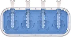 Máquina de picolé, molde caseiro reutilizável de picolé de 4 grelhas, molde de picolé de silicone de grau alimentício, molde de sorvete infantil de fácil liberação, máquina de picolé