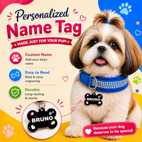 Image of Customized Dog Neck Belt Collar with Name ID Tag, Soft Fur Padded Dog Collar | for 24-35 Kilograms Dogs (L, Blue)