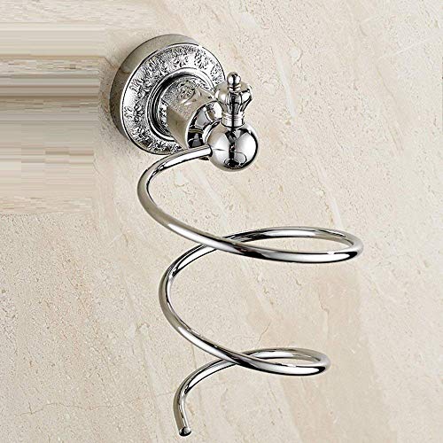 Support sèche-cheveux hôtel en spirale dorée pour une routine matinale fluide