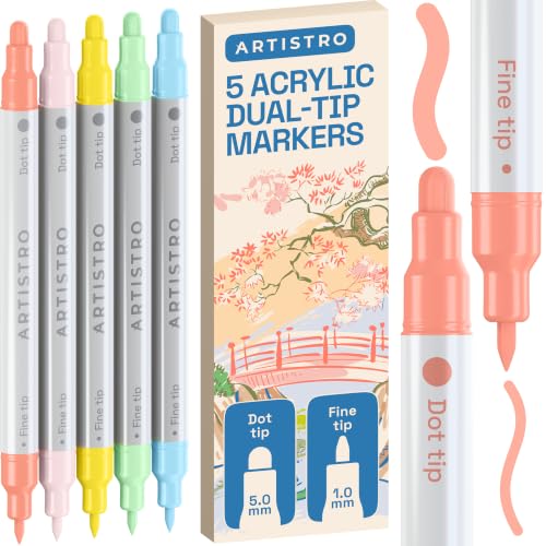 Image of ARTISTRO Pastel Dual-Tip Acrylic Paint Marker Pens - Set of 5