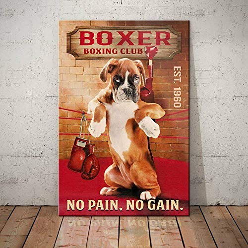Poster In Metallo 'Boxer Dog L' - Targa Decorativa In Latta 20x30 Cm, Idea Regalo Per Amanti Del Cane Boxer, Arredo Retrò Per Parete
