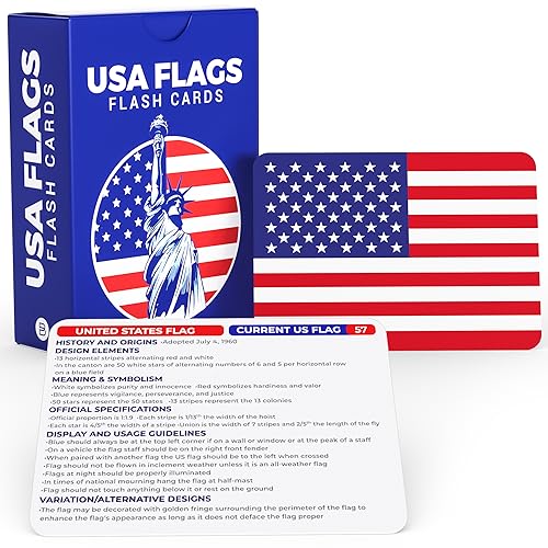 Briston 71 USA Geography & Flag Fun Flash Cards – US States, Territories, Native Tribes & More – History, Origins, & Insights – Educational Flashcard Game Gift for Kids, Adults, Students & Teachers