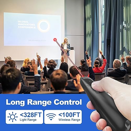 Image of COOLCOLD Laser Pointer, Wireless Presentation Clicker, PPT Presenter Slide Changer Controller with USB Receiver, Battery Indicator for Mac, Computer, Laptop, Windows, Slideshow Google Slide (Black)
