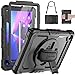 SEYMAC Case for Lenovo Tab M10 3rd Gen 10.1 inch 2022(TB-328), Lenovo Tab M10 Shockproof Case with Screen Protector, 360° Rotating Stand and Hand Strap, Shoulder Strap, Pen Holder, Black