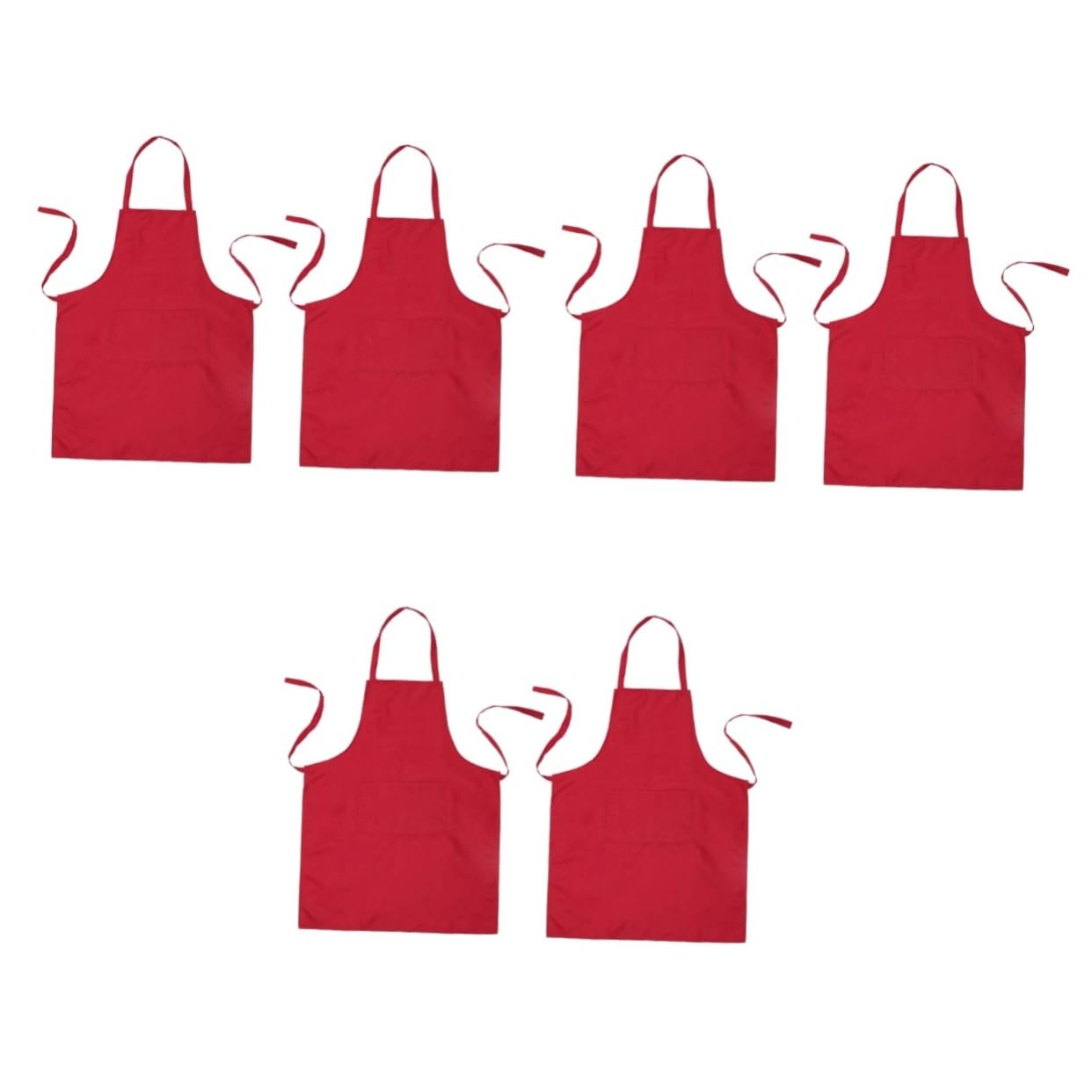 TOPBATHY 6 Piezas Delantales Con Peto y Bolsillos Delantal Cocina Impermeable Cocinero es Impermeables Baberos es Versión Coreana Rojo Trabaja