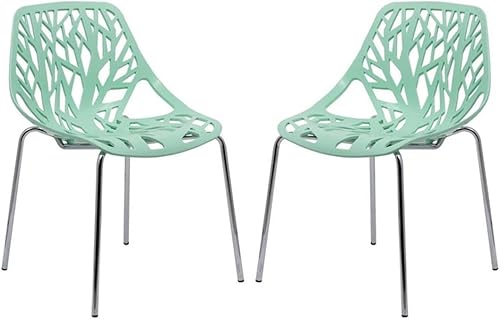 Miniatura 24 de LeisureMod Juego de 4 sillas de comedor modernas con patas cromadas - Sillas de comedor contemporáneas con estilo Menta,Negro