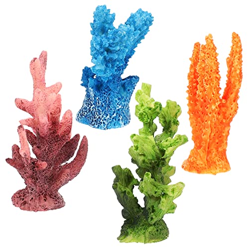 HOUDERCO 4pcs Artificial Coral for Fish Tank Decoration