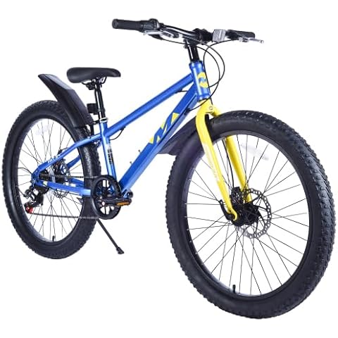 ECARPATEYE 20 Inch 24 Inch Kids Bicycles, Fat Tire Mountain Bike for Boys and Girls Age 5 + 10 + Years,Dual-Disc Brake,7-Speed,Kids Beach and Snow Bicycle (Blue, 24 Inch) Cover