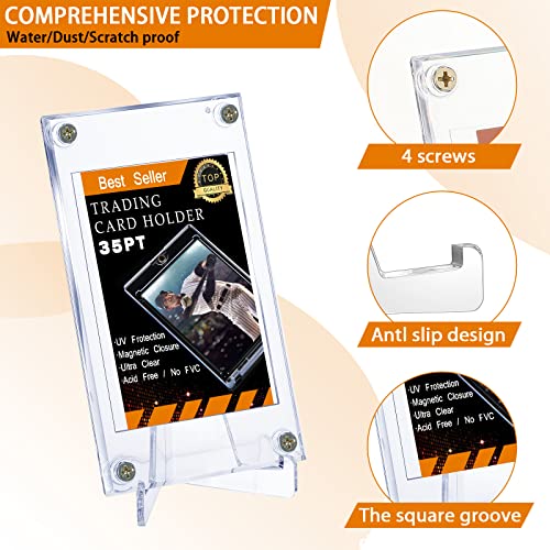 Protecteurs de cartes 35 PT avec présentoirs acrylique Jetec pour baseball et football x50