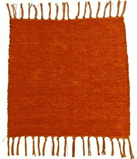 Image of Pooja Pure Cotton Hand Knitted Reversible Aasan Mat (Orange, 19 inchx19 inch | 48x48cm)