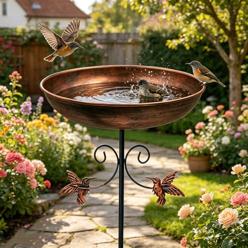 Bain d'oiseaux debout en métal pour l'extérieur
