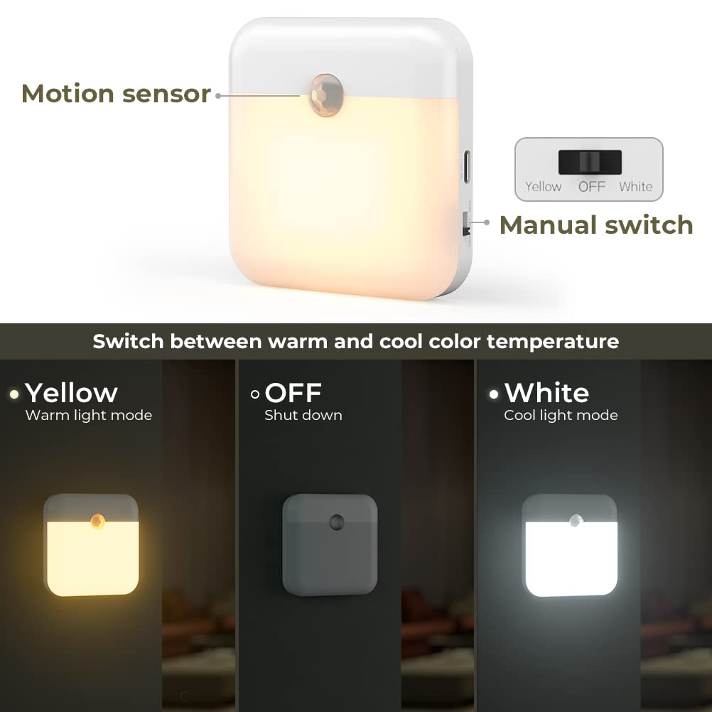 OUSFOT Luce Notturna LED, Sensore di Movimento per Interni, Luce Notturna Automatica con Attacco Magnetico, Luce Notturna per Bambini per Cameretta, Cucina, Corridoio, Scala, Soggiorno (2 Pezzi)