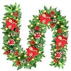 2.7m Weihnachtsgirlande mit Beleuchtung, IP65 LED Tannengirlande batteriebetrieben mit Timerfunktion, Weihnachtsdeko Girlande für Innen & Außen, Deko für Treppen, Kamin, Haustür