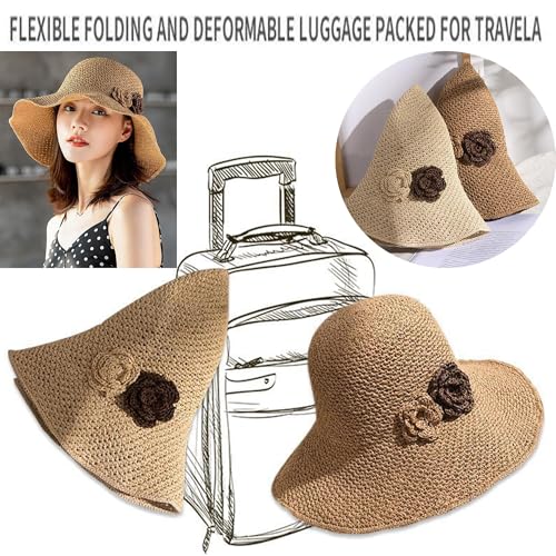 Sombrero de paja mujer con ala ancha para verano miniatura 5