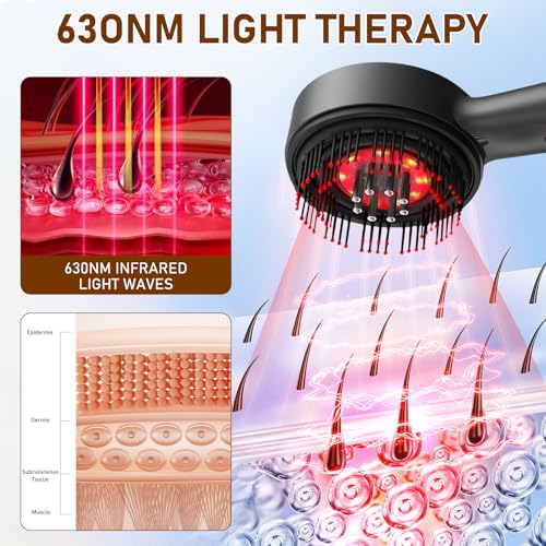 WingFly Kopfmassagegerät Elektrisch, 2-in-1 Kopfhaut Massagebürste Elektrisch und Haaröl Applikator, 3 Modi Elektrische Haarbürste mit Rotlicht Serum-Flüssigkeitskabine, 360° Knetmassage (Grau)
