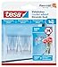 tesa Klebehaken für transparente Oberflächen und Glas (1 kg) - Durchsichtige, selbstklebende Haken - Bis zu 1 kg Halteleistung pro Haken, 2-er Pack