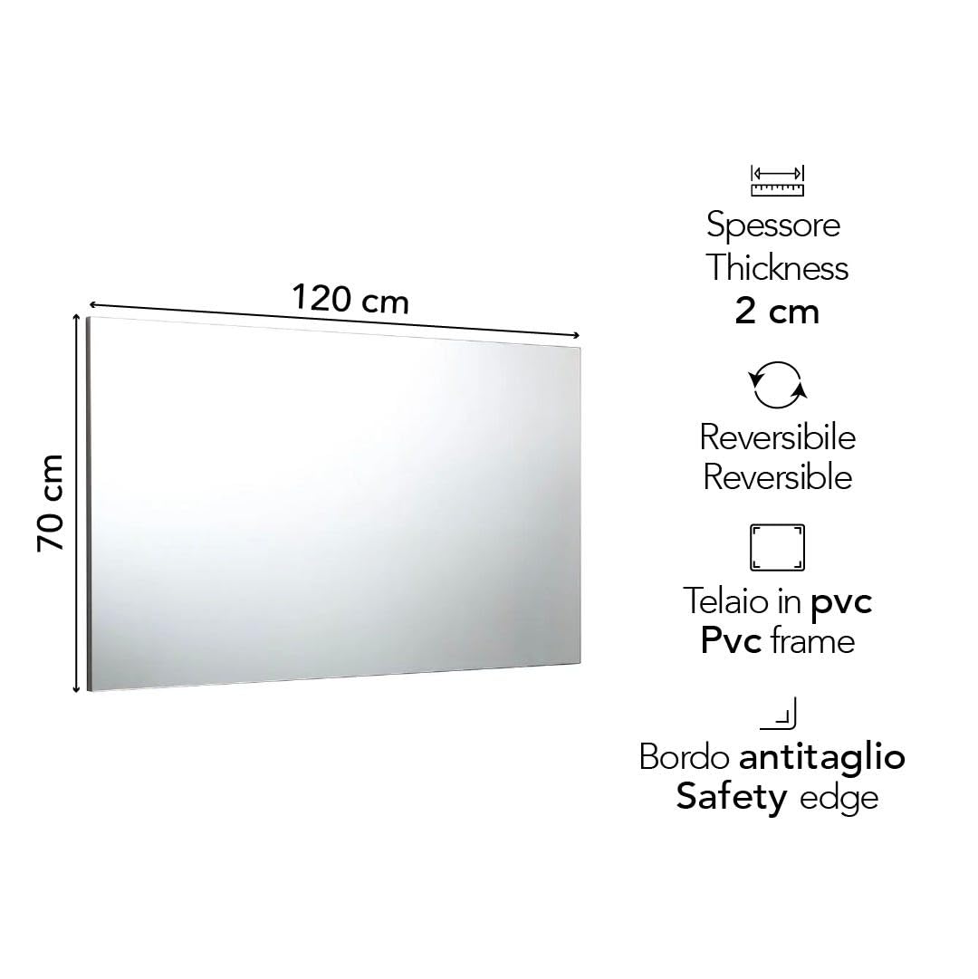 Kiamami Valentina - Specchio Bagno 120X70 Cm Reversibile Con Telaio A Supporto
