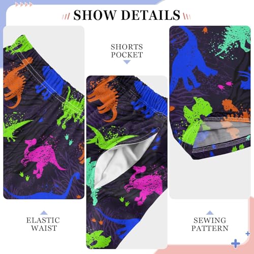 ZZXXB Cute Dinosaur Colorful Pattern Boys Long Pants Soft Trousers Elastic Waist Kids Lounge Bottoms with Pockets S-XL4