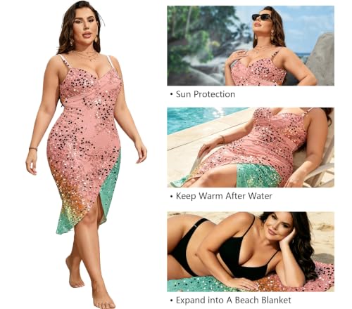 Plus Size Swimsuit Cover Up for Women, Strap Beach Sarong Wrap Dress,2XL — view 4