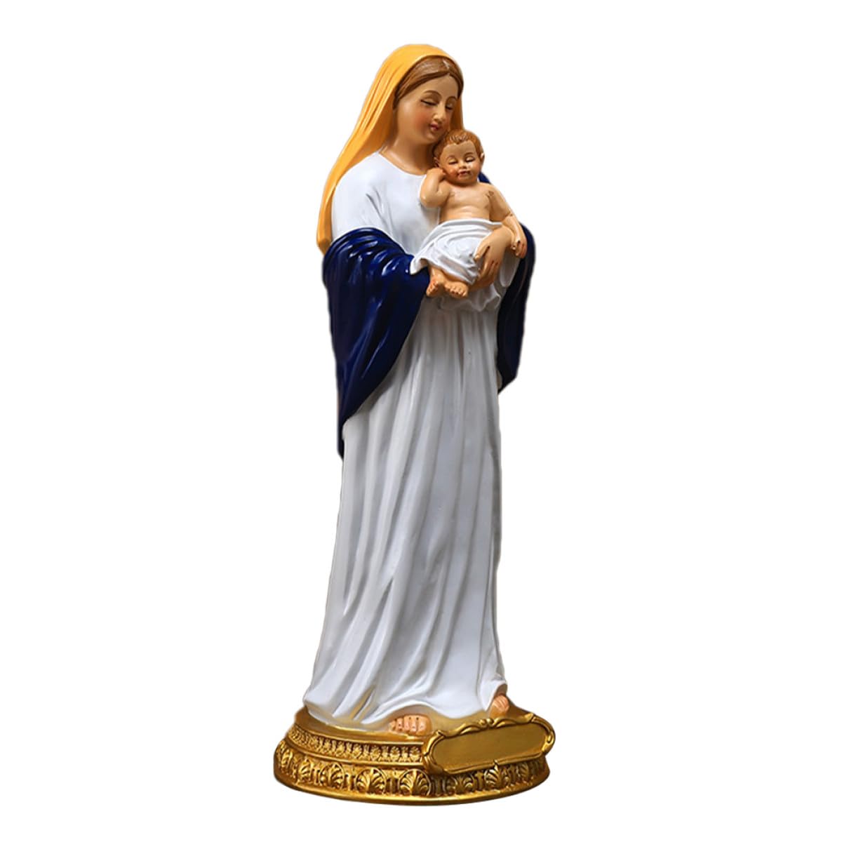 Figurine mère et enfants en résine blanche pour décoration salon et fête