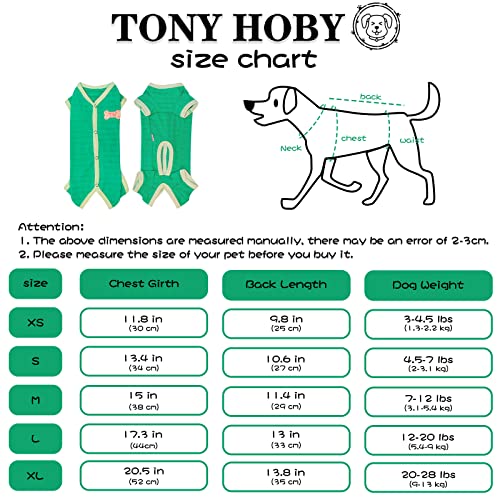 Tony Hoby Dog Pajamas, Dog Recovery Suit After Surgery, Soft Dog Shirts For Small Medium Dog (Green, Boy, M) #TOP1