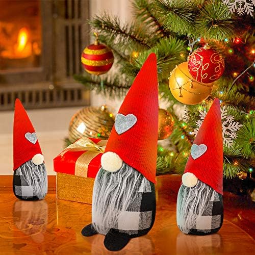 LINGSFIRE Christmas Gnome, 3pcs Swedish Gnome Plush Handmade Scandinavian Christmas Gnome Faceless Doll Toy, Christmas Santa Home Decoration, Plush Elf Toy, Home Decor Kids Xmas Ornament Party Gift