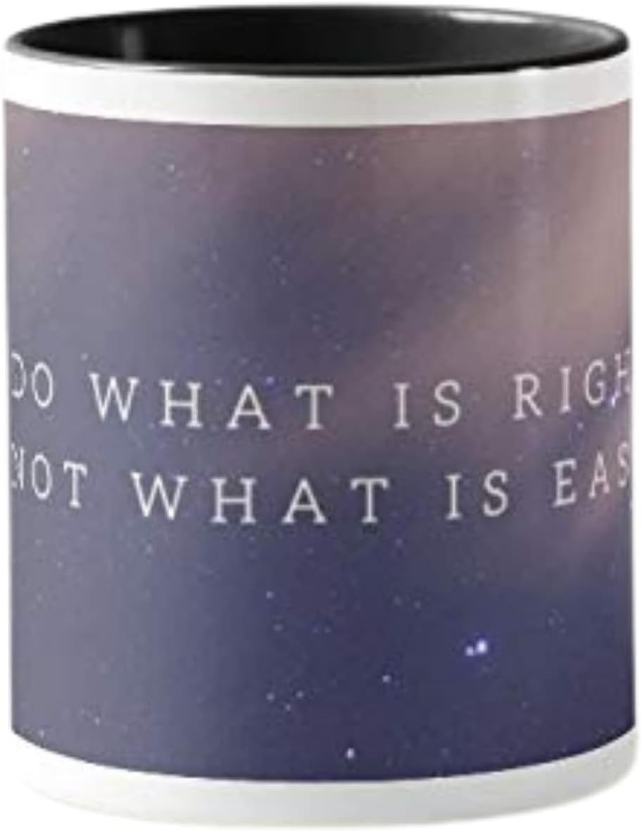 Navadey Black Ceramic Coffee Mug with Quotes for Coffee Tea Beverages | Coffee Cups for Home, Office & Gifting - Do What is Right Not What is Easy