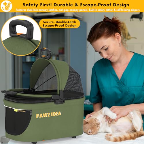 Image of PAWZIDEA Portable Small Dog Crate for Car Travel Up to 33lbs, No-Zip Canopy
