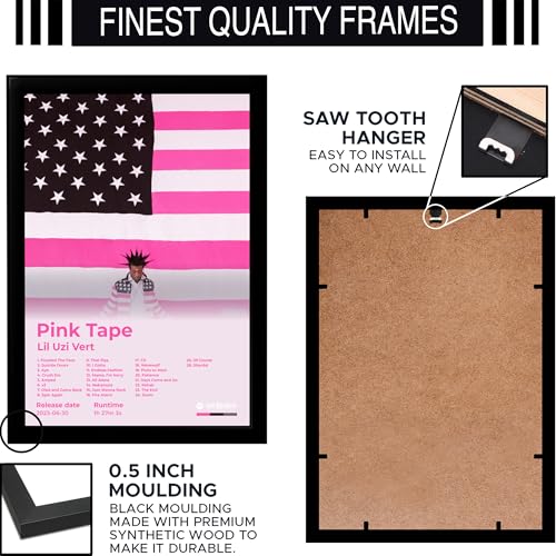 Image of BLINKART lil uzi vert - Pink Tape Wall Photo Frames | Wall Art for Bedroom, Living Room, Studio or Office | Album Cover Print with Spotify Song Link QR Code | Gift for Fans - 8x12 In
