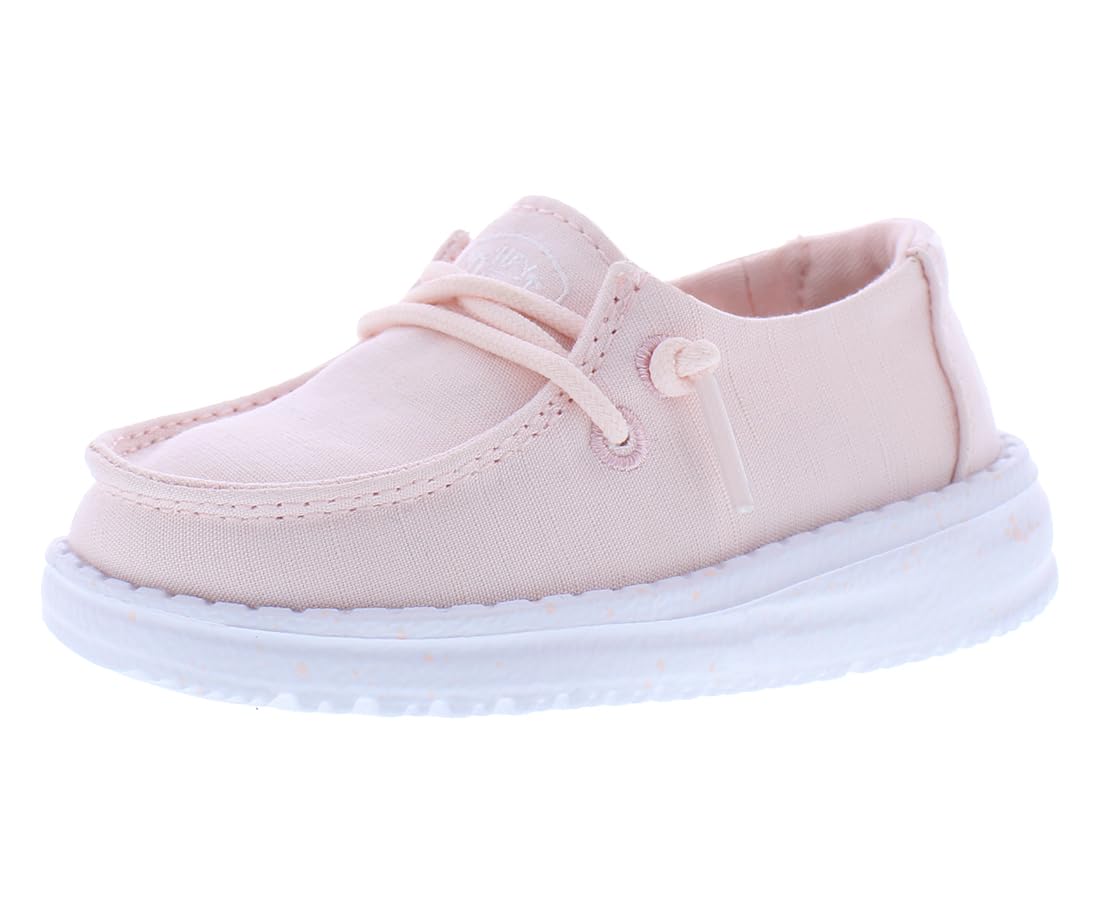 HEYDUDE Wendy Slub Infant/Toddler Shoes Size 5, Color: Pink/Pure White/Pink
