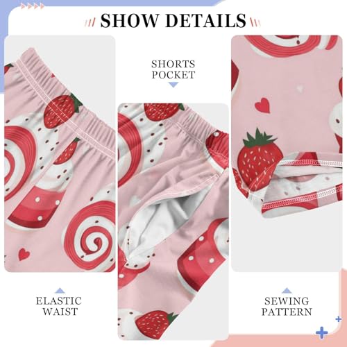 Pajama Bottoms, Pajamas Long Pant Strawberry Cake Lounge Wear Casual Pink Sleep Pants Soft Pjs Sleepwear4