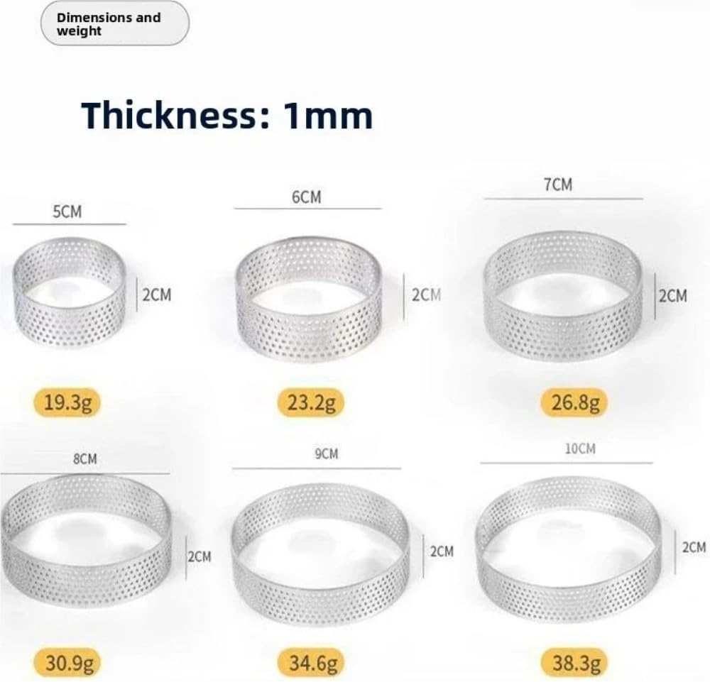 Cookie Cutter 4-20cm 304 Stainless Perforated Seamless Tart Ring Quiche Ring Tart Pan Pie Cake Mold Seamless Baking Accessories(10pcs 4cm)