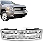 Perfit Liner New Replacement Parts Front Chrome Black Grille Grill with Emblem Provision Compatible With 2007-2013 Chevrolet Silverado 1500 Pickup Truck Fits GM1200572 25810707