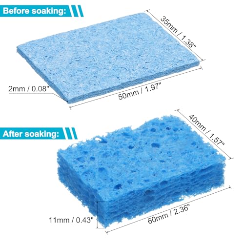 Image of uxcell Soldering Sponge 1.97 inch x 1.38 inch Rectangle Sponge Replacement Welding Soldering Iron Tip Cleaning Pads Soldering Iron Special High Temperature Sponge Blue 20pcs