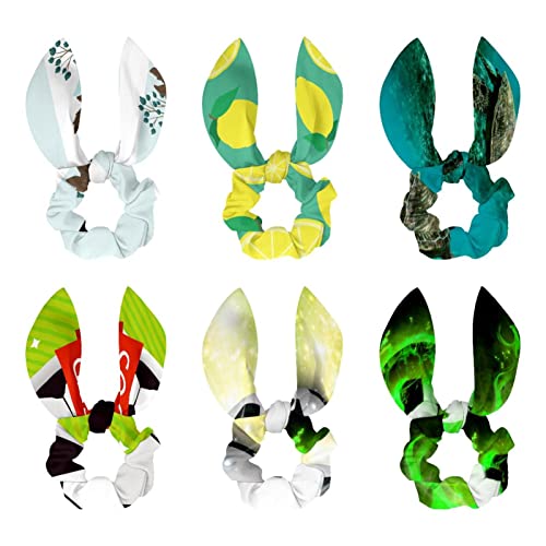 Chouchous pour cheveux lot de 6 avec nœud papillon motif football vert