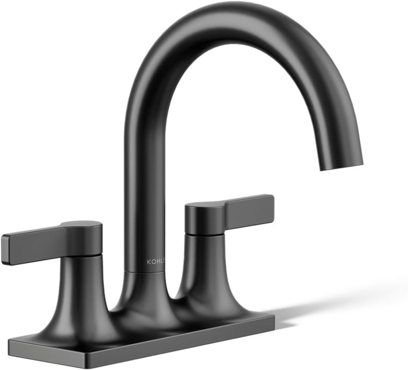 KOHLER K-28124-4K-BL Venza Centerset Bathroom Sink Faucet, 3-Hole, 1.2 GPM, Easy Installation, Corrosion Resistant, Matte Black