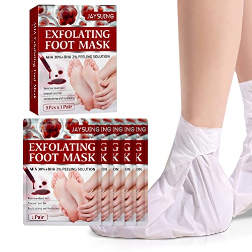 Cricia Mascarilla Exfoliante para pies (Paquete de 5), mascarilla Exfoliante para Talones agrietados, Piel Muerta y Callos, repara Talones ásperos