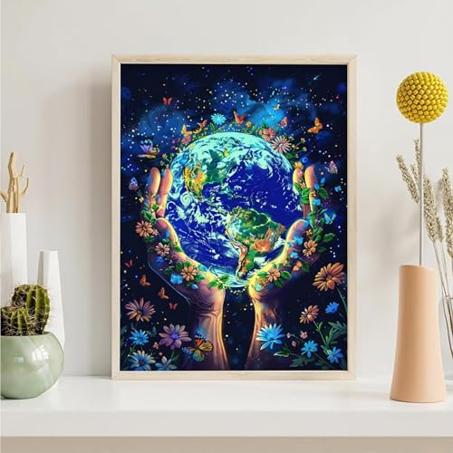 Peinture Diamant 5D Fleurs 70x95cm | Kit Anti-Stress Adulte pour Décorer Facilement vos Murs Intérieurs