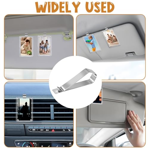 Image of HINGTAI 6Pcs Car Sun Visor Photo Frames, Visor Clips for Cars DIY Sunshade Photo Frame Clip Stainless Steel Material, Not Easy to Damage Strong Hold Accessory for Car, Home & Office