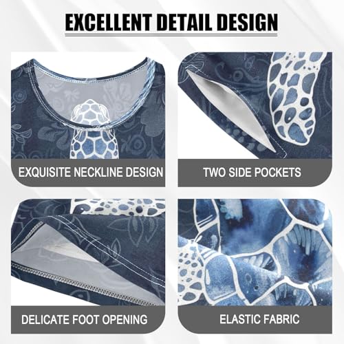 senya Short Sleeve Pajamas Sets Summer Cotton Sleepwear Blue White Sea Turtle4