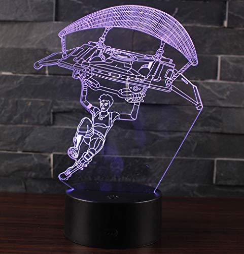 3D Lampe Illusion Optique LED Veilleuse, CKW 7 Couleurs Tactile Lampe de Chevet Chambre Table Art Déco Enfant Lumière de Nuit avec Câble USB Nouveauté De Noël Cadeau d'anniversaire (Gliding)