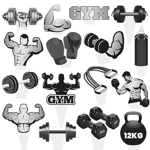 Gym Theme Cupcake Toppers 48Pcs Weight Lifting Cupcake Topper Gym Birthday Party Decorations Fitness Workout Cupcake Picks for Olympic Party Cake Decorations Supplies
