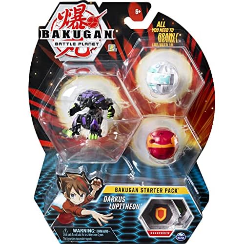 Bakugan 6058562 - Starter Pack mit 3 Bakugan (Ultra Darkus Lupitheon, Basic Pyrus Gorthion, Basic Haos Trox)