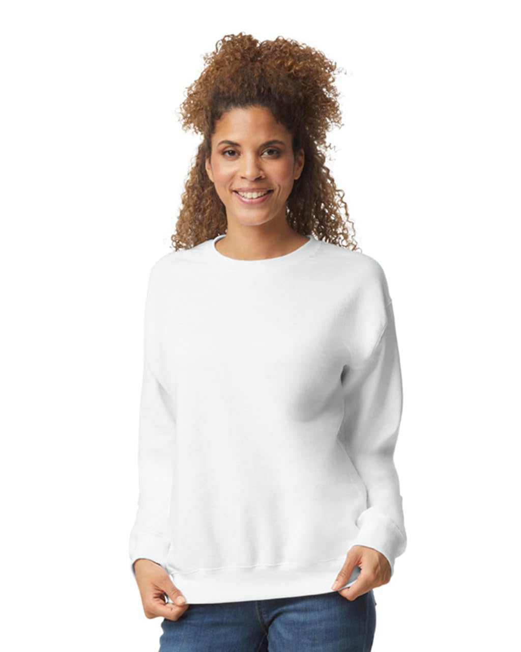 Gildan Men's White Heavy Blend Unisex Adult Crewneck Sweatshirt (Xl) (White)