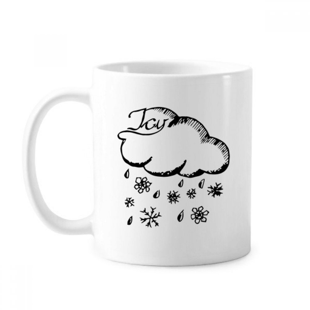 Snowflake Cloudy Hand Painted Pattern Mug Pottery Ceramic Coffee Porcelain Cup Tableware