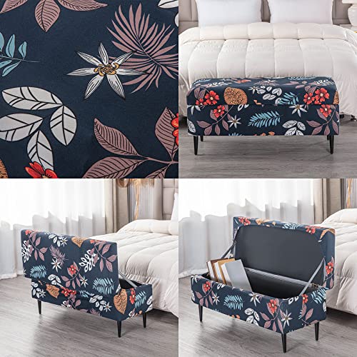 Image of FUANGUI Ottoman Cover Stretch Storage Ottoman Bench Slipcover Printed Folding Storage Bench Ottoman Cover Footrest Stool Slipcover Footstool Protector Cover with Elastic Bottom,Medium